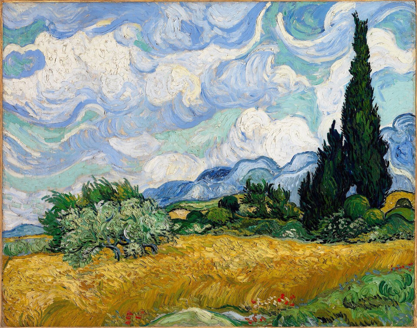 Van Gogh, Wheatfield with Cypresses